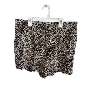 Thalia Sodi Leopard Print Pull On Shorts Medium Festival Pockets Animal Print